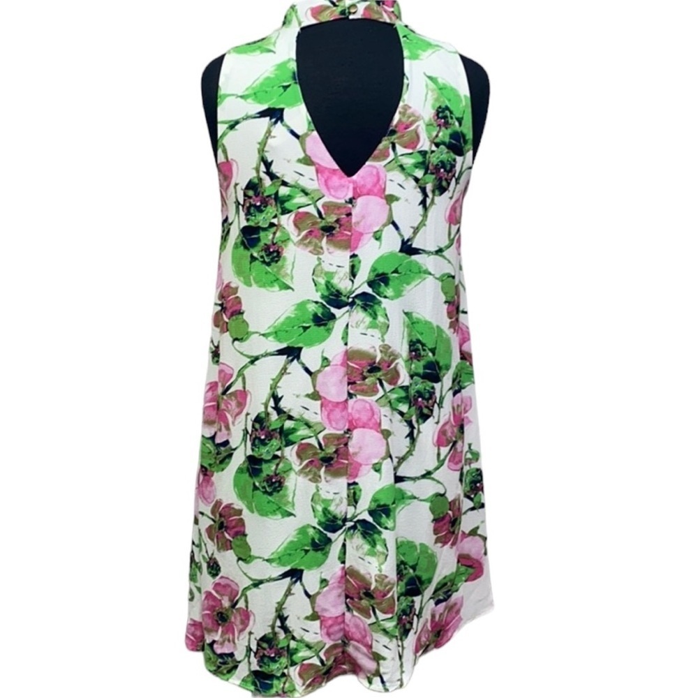Peppermint Floral Sleeveless Dress - Pink and Green - Picture 4 of 4